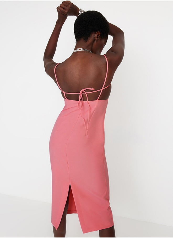trendyol - Light Pink Fitted Lined Woven Evening Dress TPRSS22EL3197 - Image 1