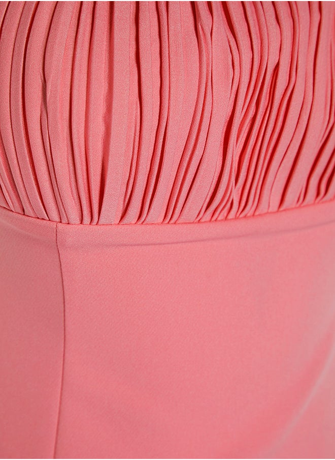 trendyol - Light Pink Fitted Lined Woven Evening Dress TPRSS22EL3197 - Image 1