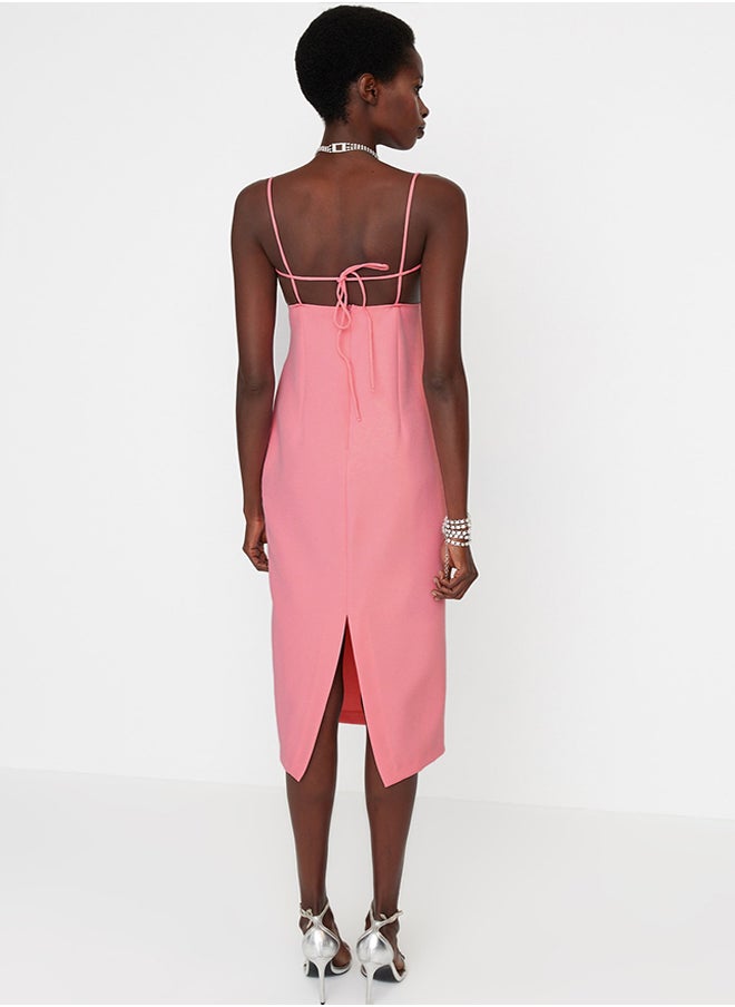 trendyol - Light Pink Fitted Lined Woven Evening Dress TPRSS22EL3197 - Image 1