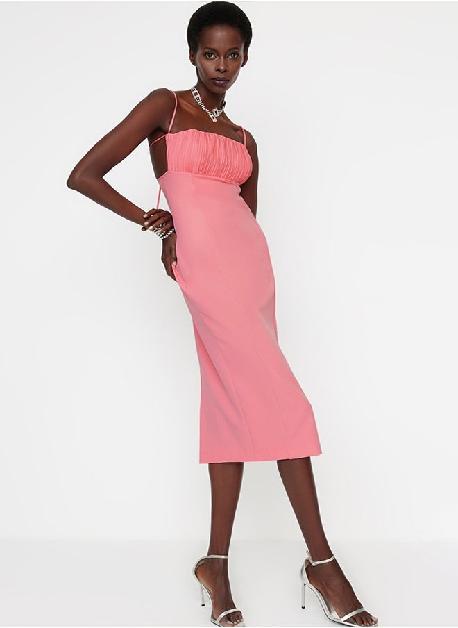 trendyol - Light Pink Fitted Lined Woven Evening Dress TPRSS22EL3197 - Image 1