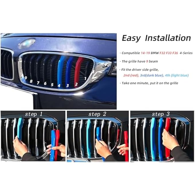 ريحني خطوط لون الشبك متوافقة مع ملحقات بي إم دبليو السلسلة الرابعة 20142019 F32 F33 F36 9Beam - Image 3