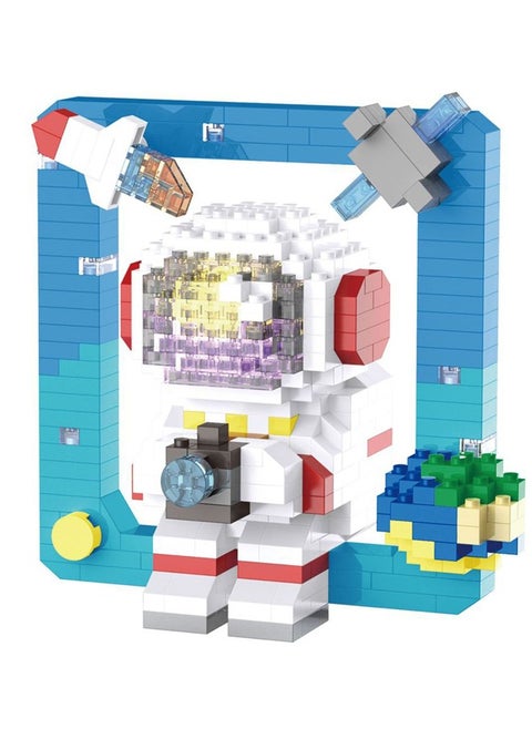 396-Piece Photo Frame Astronaut Mini Blocks Building Sets, Micro Stacking Blocks Sets Toy with LED Light, Brick Construction Series Assembling Building Blocks Intelligent Development Toys