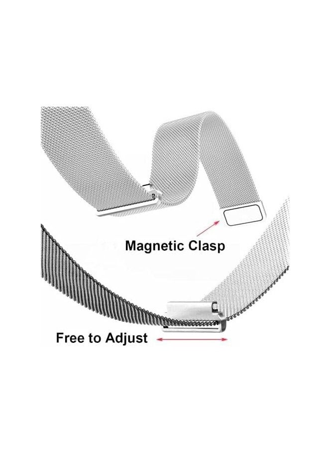 Generic Milanese Loop Strap Wrist Band For Smart Watch Samsung Galaxy Watch 46mm / Huawei GT2 / Gear S3 Frontier and Classic / Honor Magic 2 / Fossil - 22mm - Metallic Silver  - Image 2