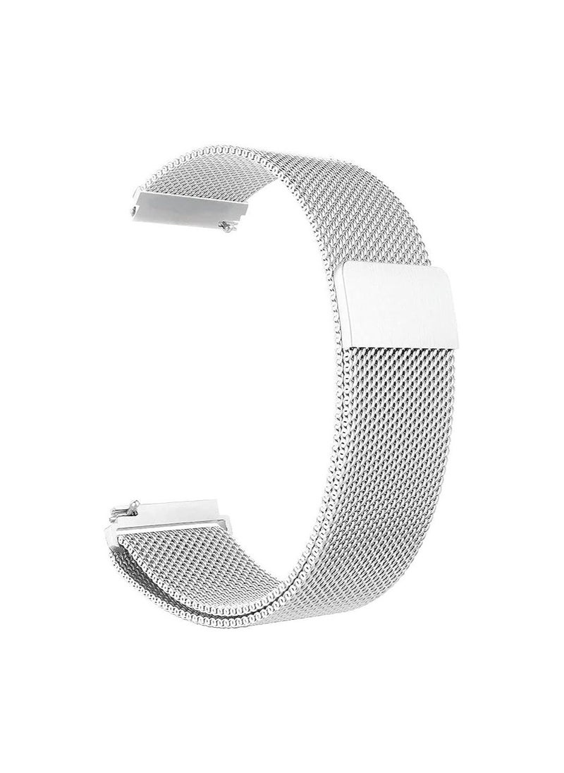 Generic Milanese Loop Strap Wrist Band For Smart Watch Samsung Galaxy Watch 46mm / Huawei GT2 / Gear S3 Frontier and Classic / Honor Magic 2 / Fossil - 22mm - Metallic Silver  - Image 1