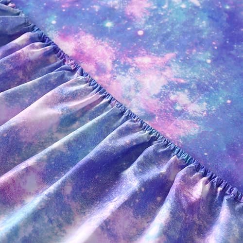 SDIII 3PCS Colorful Space Fitted Queen Sheet Set  1 Fitted Sheet and 2 Pillowcases  Bed in a Bag Galaxy Queen Bed Fitted Sheet  Aesthetic Bed Set for Kids Boys and Girls - Image 5