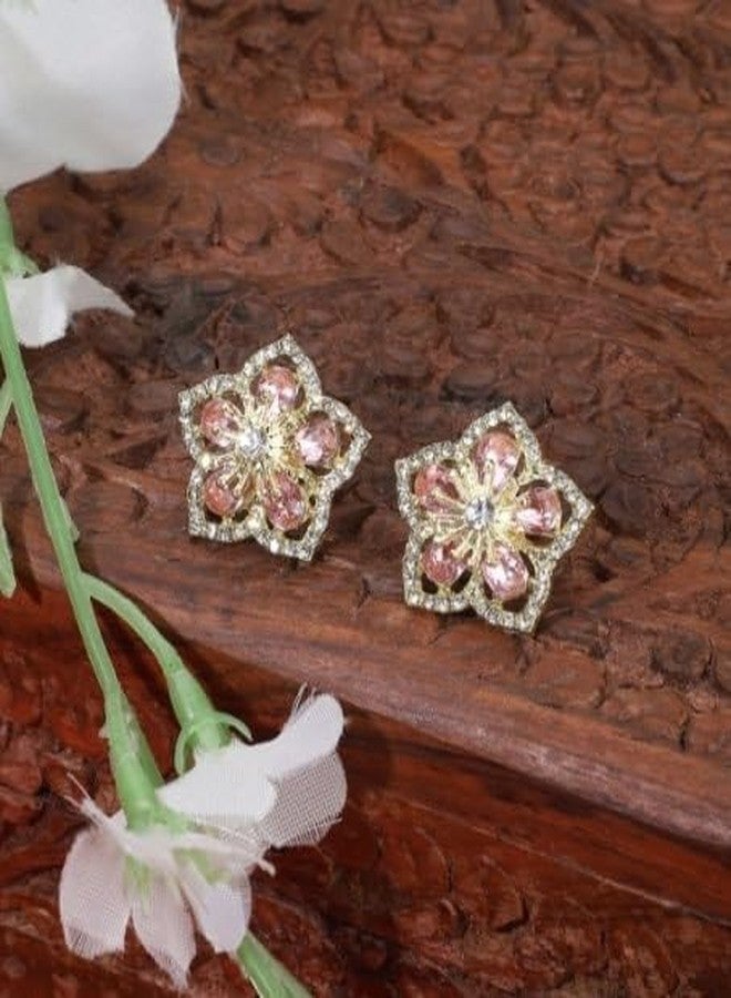 Flygon Crystal Flower Stud Earrings Bohemian Vintage Elegant Gold Rhinestone Petal Earrings Bridal Wedding Party Prom Costume Jewelry for Women Birthday Gift - Image 5