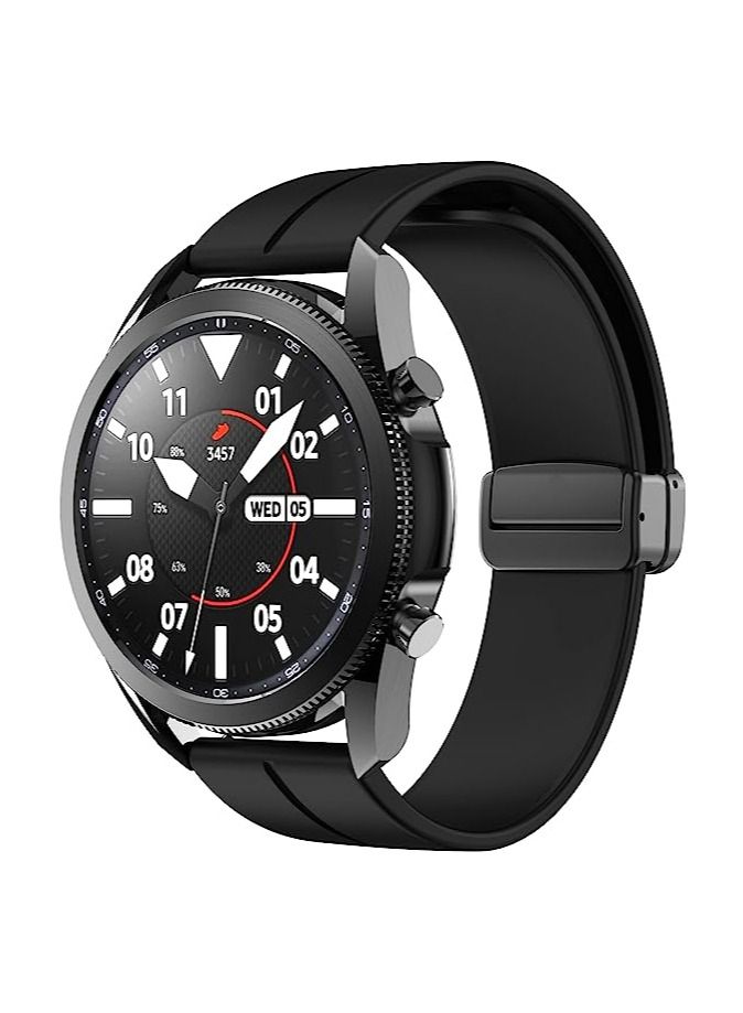 حزام من السيليكون مقاس 20 مم مع مشبك قابل للطي مغناطيسي لـ Amazfit GTS 4 / GTS 4 Mini / GTS 3 أسود - Image 4