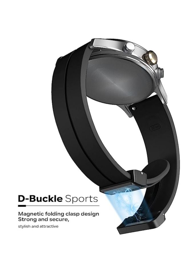 حزام من السيليكون مقاس 20 مم مع مشبك قابل للطي مغناطيسي لـ Amazfit GTS 4 / GTS 4 Mini / GTS 3 أسود - Image 2