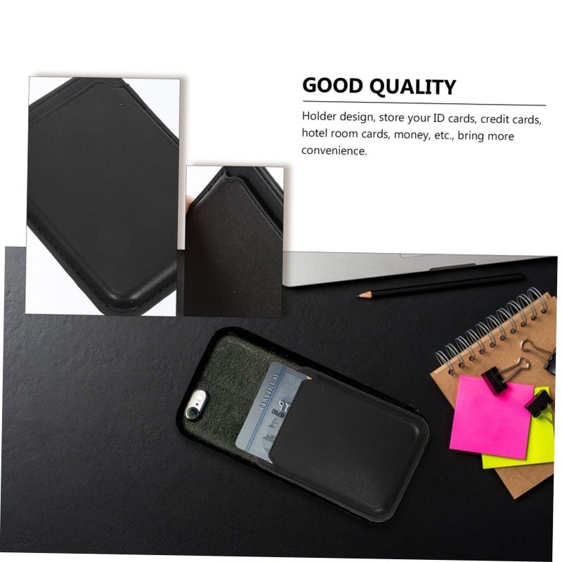 Black Self Adhesive Card Holder Wallet Pouch For Phone Credit Cards Cash 3pcs - Image 5