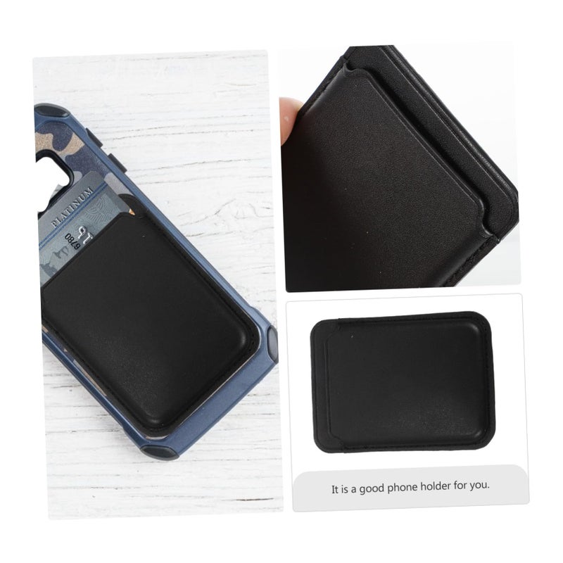 Black Self Adhesive Card Holder Wallet Pouch For Phone Credit Cards Cash 3pcs - Image 3