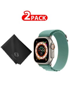 CATANES 2 Packs Of Apple Watch Band and Microfiber Cloth Alpine Loop Band 49mm 45mm 44mm 42mm Women Men Adjustable with Metal G-Hook Strap for iWatch Ultra Series SE 8/7/6/5/4/3/2/1 Blue  - Image 1