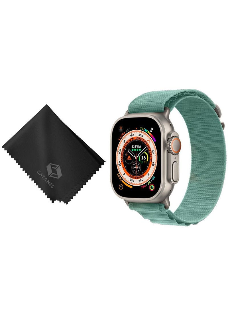 CATANES 2 Packs Of Apple Watch Band and Microfiber Cloth Alpine Loop Band 49mm 45mm 44mm 42mm Women Men Adjustable with Metal G-Hook Strap for iWatch Ultra Series SE 8/7/6/5/4/3/2/1 Blue  - Image 2