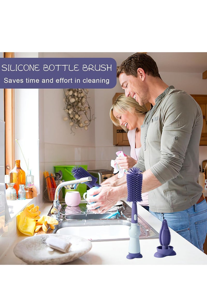 SYOSI Baby Bottle Brush Set 3-In-1 Bottle Cleaning Tool Pacifier Brush Reusable Bottle Cleaner For Various Baby Bottles Glass Cups And Thermoses (Bear) - Image 4