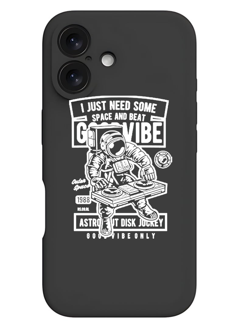 Theodor Protective Slim Fit Case Liquid Silicone Cover with Full Body Protection Anti-Scratch Shockproof Case For Apple iPhone 17 (Black) Good vibe - White - Image 1