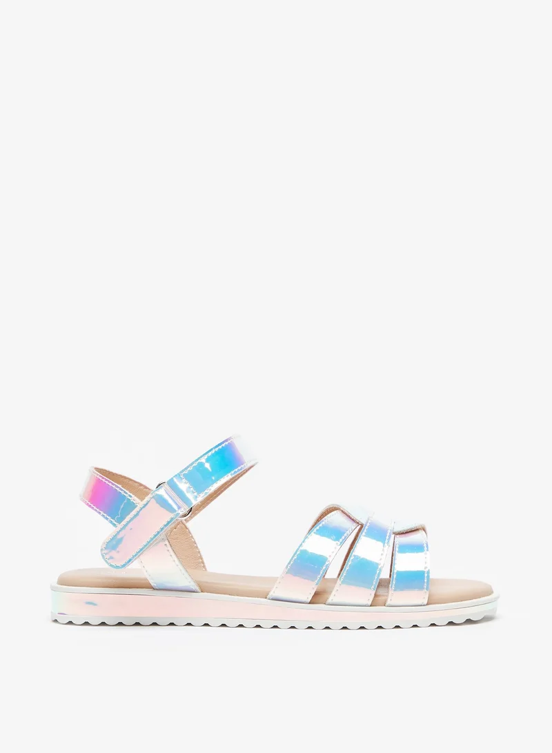 Flora Bella By Shoexpress Girls Flora Bella Iridescent Strap Sandals with Hook and Loop Closure