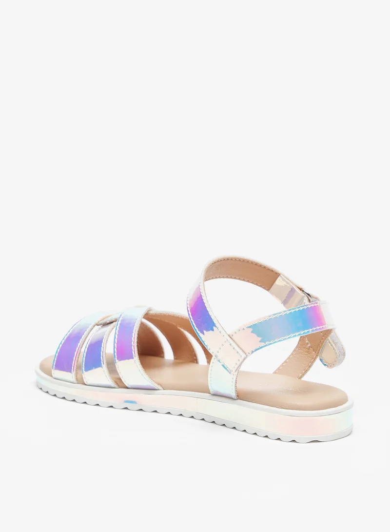 Flora Bella By Shoexpress Girls Flora Bella Iridescent Strap Sandals with Hook and Loop Closure