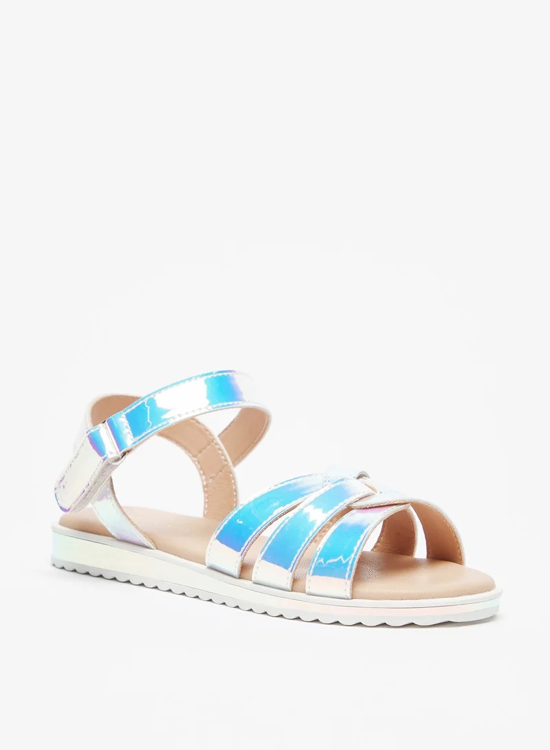 Flora Bella By Shoexpress Girls Flora Bella Iridescent Strap Sandals with Hook and Loop Closure