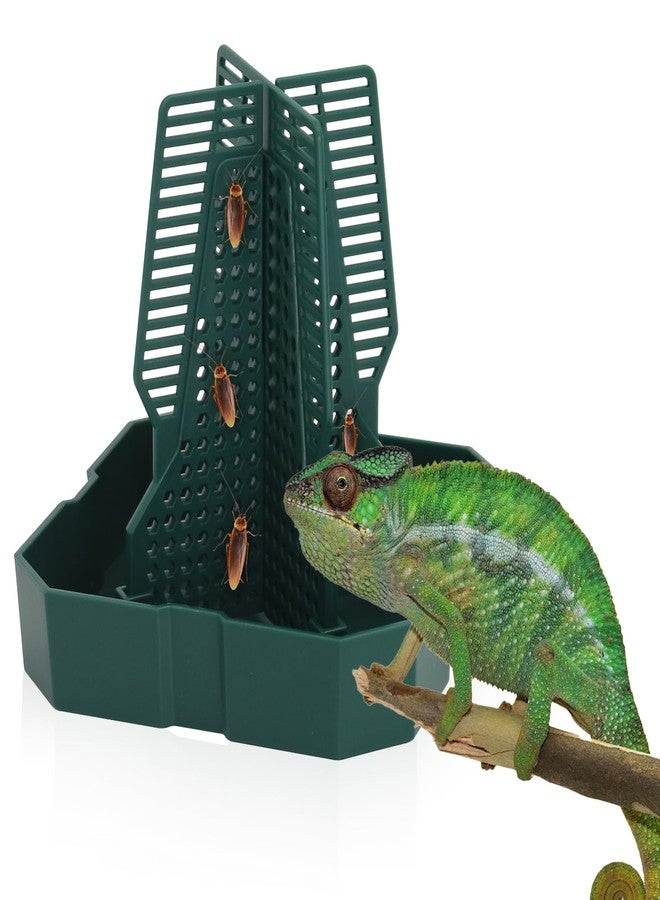 APlayfulBee Chameleon Feeding Bearded Dragon Bug Bowl Reptile Feeder Box with Column for Insects to Climb for Feeding Chameleon Gecko Lizard Frog (S) - Image 1