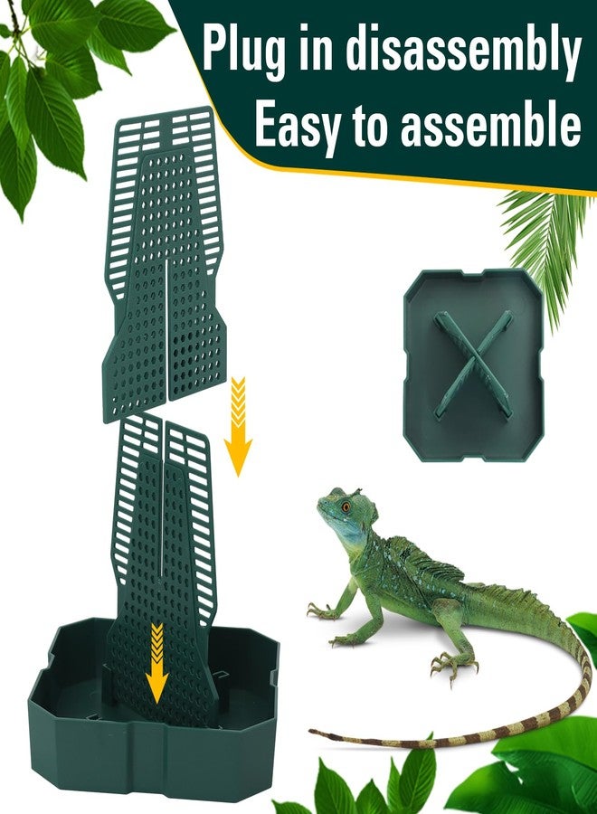 APlayfulBee Chameleon Feeding Bearded Dragon Bug Bowl Reptile Feeder Box with Column for Insects to Climb for Feeding Chameleon Gecko Lizard Frog (S) - Image 3