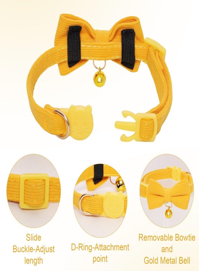 Sdfvsdg 2 Pack Soft Corduroy Cat Collars with Bow Tie Bell Adjustable Breakaway Clasp Cute Kitty Bowtie Collars for Cat Kitten - Image 4
