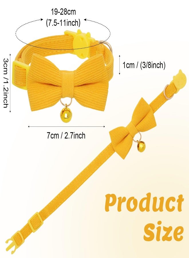 Sdfvsdg 2 Pack Soft Corduroy Cat Collars with Bow Tie Bell Adjustable Breakaway Clasp Cute Kitty Bowtie Collars for Cat Kitten - Image 2