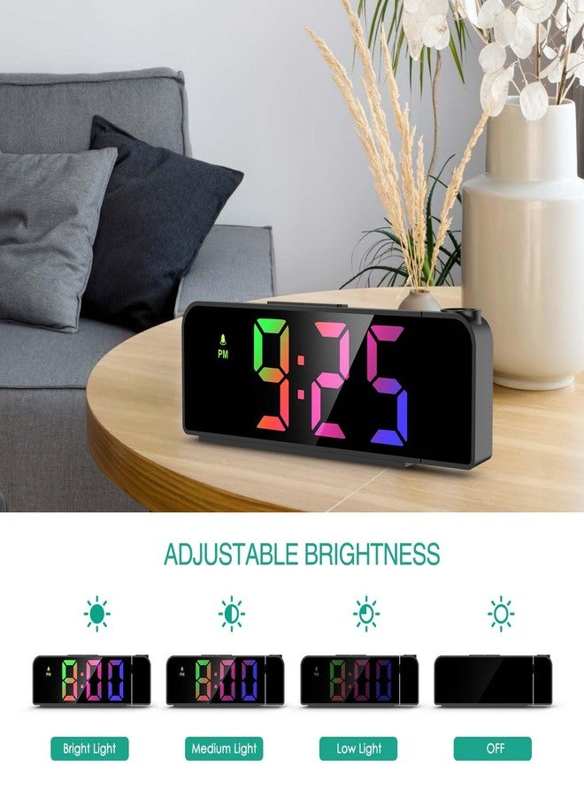 ORIA Projection Alarm Clock for Bedroom, Digital Clock Projector on Ceiling, 7.9'' LED Alarm Clock with 180° Rotatable Projector, 12/24H, Adjustable Brightness, Night Mode, Temperature - Image 3