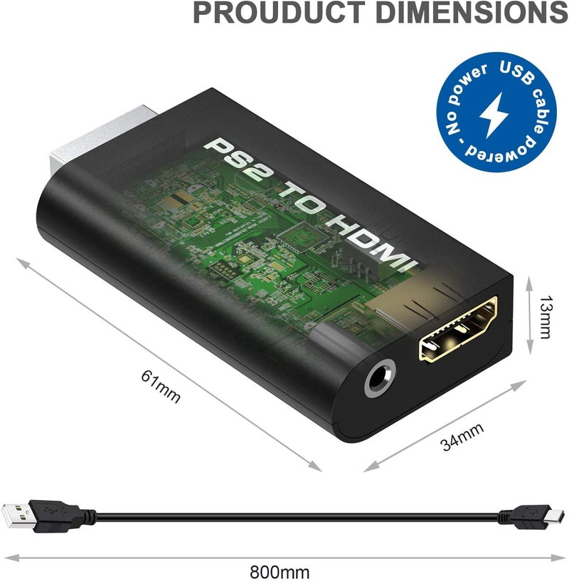 ETZIN PS2 to HDMI, ps2 hdmi Cable, HDMI Converter Support 1080P/720P with 3.5mm Audio Output HDTV Monitor Supports All Display Modes-(EPL-313GA) - Image 4