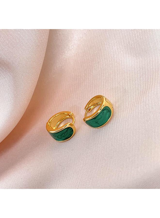 Retro Hong Kong-style High-end Semi-round Oil Drop Earrings Women's All-match Exquisite Small Earrings Fashion Design Sense Earrings New