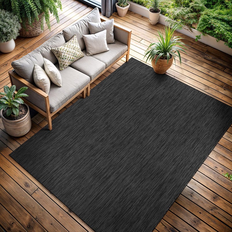 CAMILSON Outdoor Rug 8x10 Modern Area Rugs for Indoor and Outdoor Patios and Porches - Waterproof, Washable, Non-Shedding, Easy-to-Clean Outside Carpet (8 x 10, Solid - Dark Gray) - Image 5