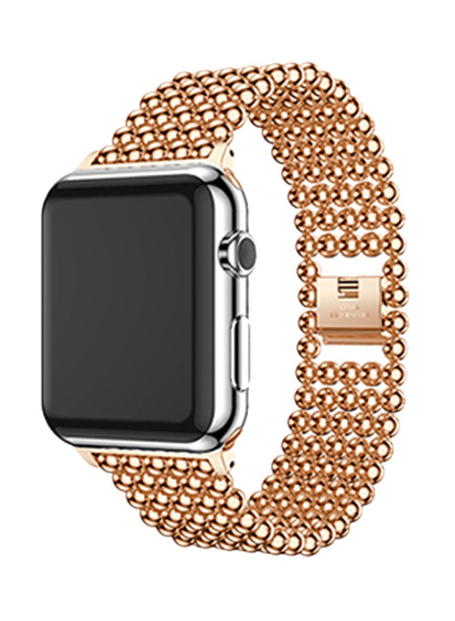 NIBEMINENT Round Beads Replacement Band For Apple Watch Series 3/2/1 Rose Gold - Image 5