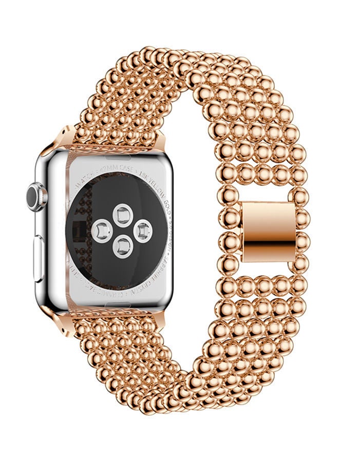 NIBEMINENT Round Beads Replacement Band For Apple Watch Series 3/2/1 Rose Gold - Image 3