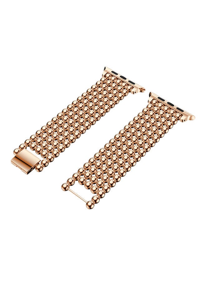 NIBEMINENT Round Beads Replacement Band For Apple Watch Series 3/2/1 Rose Gold - Image 2