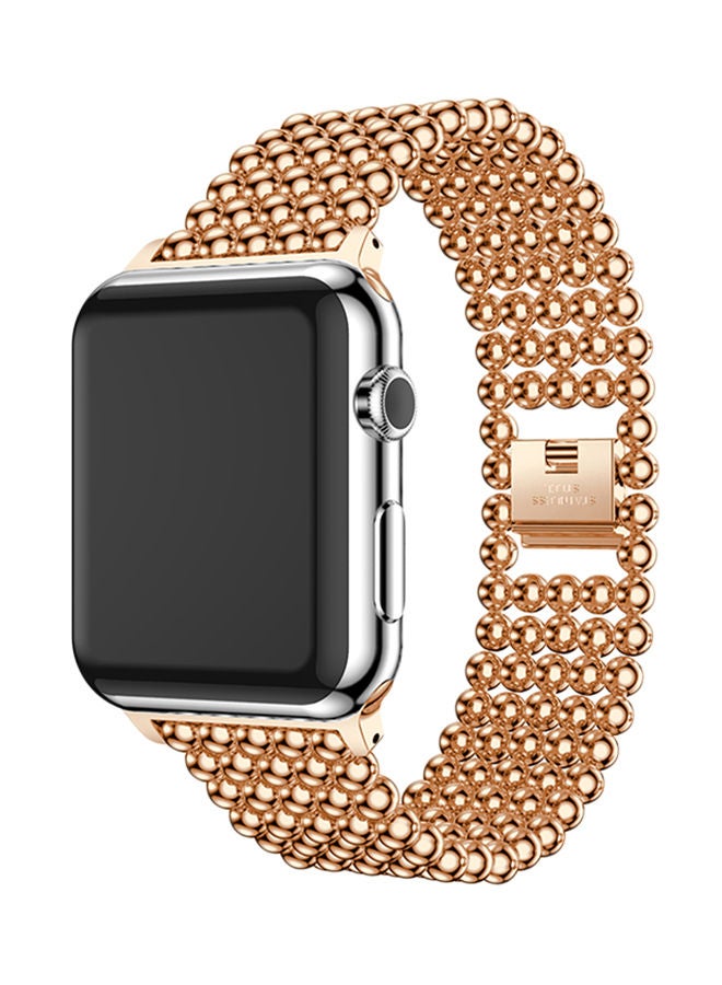 NIBEMINENT Round Beads Replacement Band For Apple Watch Series 3/2/1 Rose Gold - Image 4