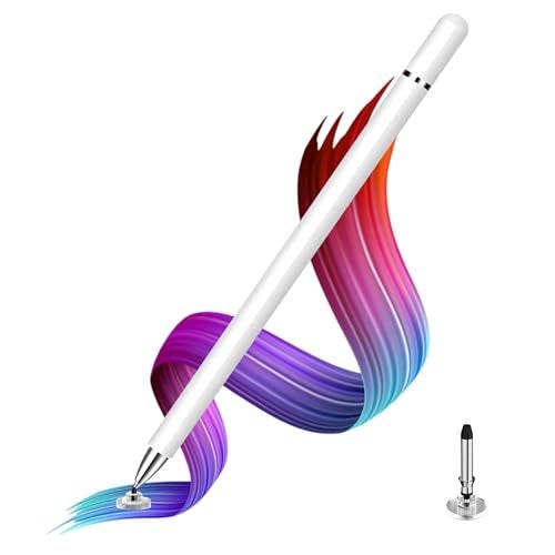 Dyazo Aluminum Super Light Weight Capacitive Stylus Pen for Touch Screen Devices with Fine Point Disc Compatible with All iOS and Smart Android Phone & Tablets Non Magnetic (White) - Image 1