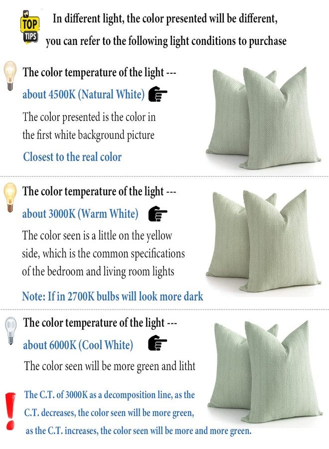 COCOPLOCEUS 26x26 Pillow Covers Boho Euro Shams Set of 2 Decorative Throw Pillow Covers Cotton Large Square Pillowcase for Couch Bed, Sage Green - Image 2
