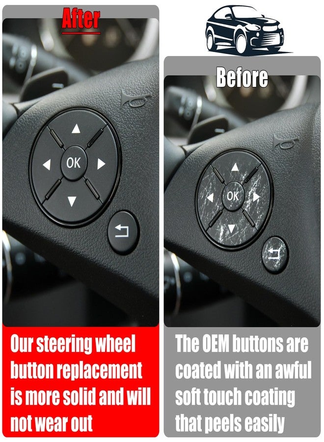 Jaronx Compatible with Mercedes Benz Steering Wheel Buttons Replacement C Class W204 2007-2010/E Class W212 2009-2011 /GLK X204 2008-2012, Steering Wheel Control Button Cover for Mercedes Benz(Black) - Image 2