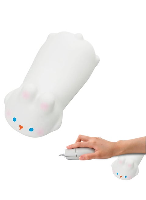 Cute White Rabbit Wrist Rest, Ergonomic Mouse, Keyboard Support, Soft PU Mouse Pad with Wrist Support.
