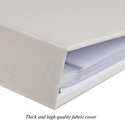 1DOT2 12x12 Inch Large 3 Ring DIY Scrapbook Photo Album Journal with 30 Plastic Sleeves 60 Pages and Fabric Cover for Baby Travel Wedding Couple Anniversary kids Adventure (Beige Cover/White Pages) - Image 2