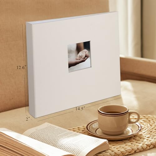 1DOT2 12x12 Inch Large 3 Ring DIY Scrapbook Photo Album Journal with 30 Plastic Sleeves 60 Pages and Fabric Cover for Baby Travel Wedding Couple Anniversary kids Adventure (Beige Cover/White Pages) - Image 5