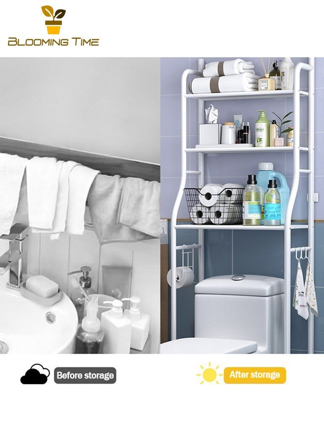 بلومنغ تايم رف حمام الحمام، رف مرحاض قائم على الأرض، رف تخزين حوض غسالة الحمام بدون مثقاب، رف تخزين حوض المرحاض القائم على الأرض، رف تخزين المرحاض القائم على الأرض، لون أسود - Image 3