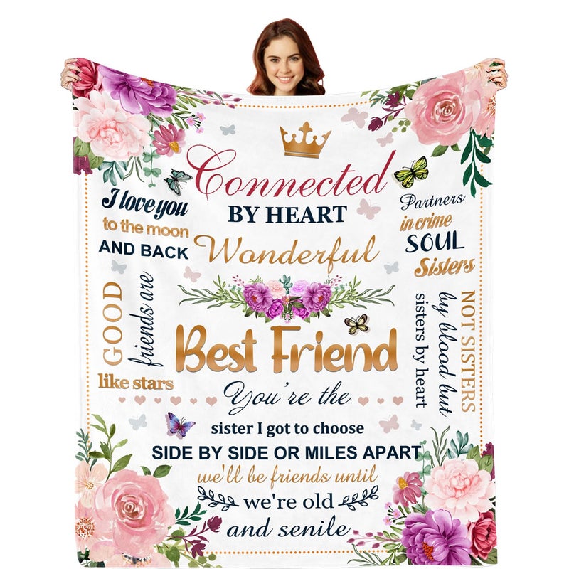 Lviliss Best Friend Birthday Gifts, Gifts for Best Friends Women, Bestie Gifts Ideas for Women, Friendship Gifts Blanket for Bestie, BFF, Best Friend Throw Blanket 60"X50" - Image 1