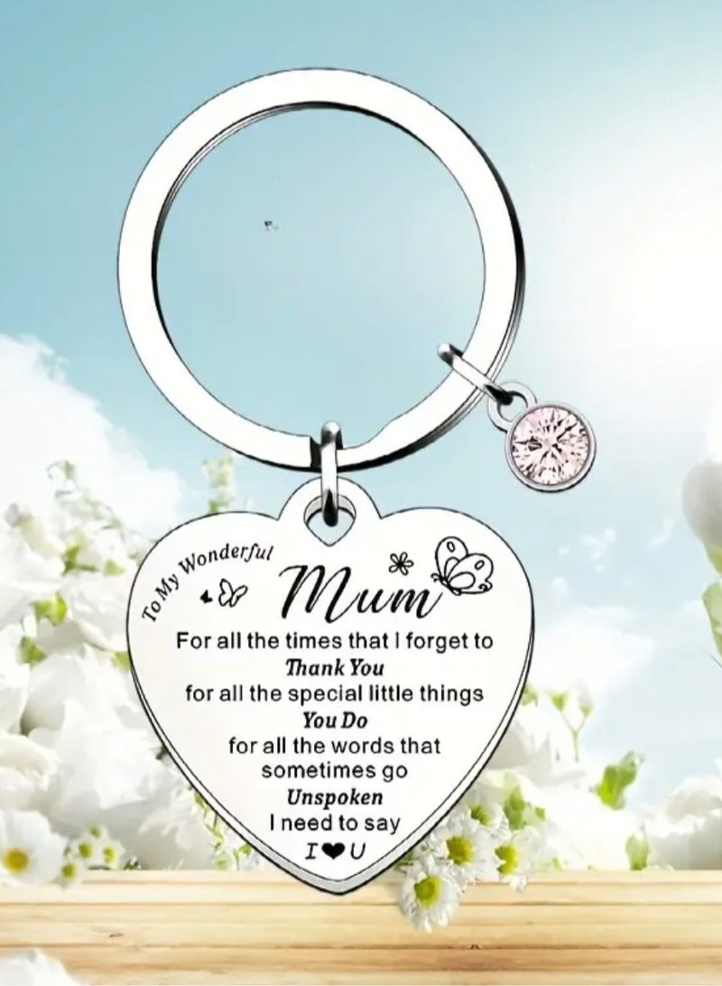 سلسلة مفاتيح على شكل قلب مع لمسات من الماس، فكرة هدية عيد الأم السعيدة، إكسسوارات سلسلة مفاتيح فضية لشكر أفضل هدية للأم للاحتفال بعيد الميلاد - Image 2