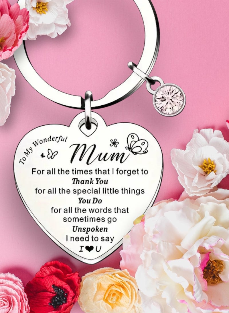 سلسلة مفاتيح على شكل قلب مع لمسات من الماس، فكرة هدية عيد الأم السعيدة، إكسسوارات سلسلة مفاتيح فضية لشكر أفضل هدية للأم للاحتفال بعيد الميلاد - Image 3