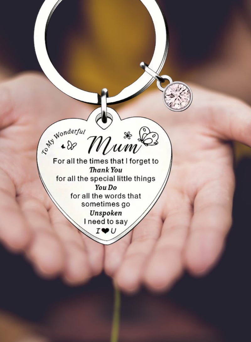 سلسلة مفاتيح على شكل قلب مع لمسات من الماس، فكرة هدية عيد الأم السعيدة، إكسسوارات سلسلة مفاتيح فضية لشكر أفضل هدية للأم للاحتفال بعيد الميلاد - Image 4