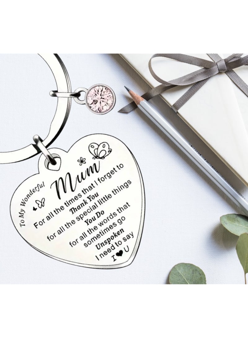 سلسلة مفاتيح على شكل قلب مع لمسات من الماس، فكرة هدية عيد الأم السعيدة، إكسسوارات سلسلة مفاتيح فضية لشكر أفضل هدية للأم للاحتفال بعيد الميلاد - Image 5