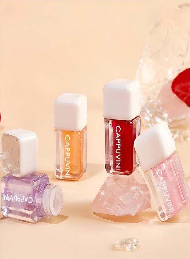 CAPPUVINI Jelly Lip Gloss For Girls | Plump Up Wet Lip Gloss Finish | Pink Rose and Light Nude Colors | Lightweight Gloss Lipstick | Glossy Lipsticks for Women in 7 Shades | Cute Jelly Lipsticks Packaging | Moisturizing & Long Lasting (03# Peach Transparent, 3g) - Image 1