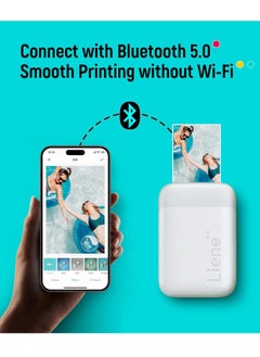 Liene Liene 2x3” Photo Printer, Mini Photo Printer with 5 Zink Adhesive Photo Paper, Bluetooth 5.0, Compatible with iOS & Android, Portable Color Mono Instant Photo Printer for iPhone, Smartphone, Pearl White  - Image 5