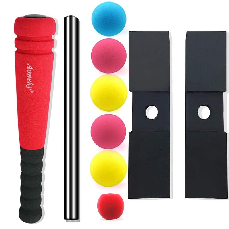 Aoneky Mini Foam Tball Set for Toddlers - Carry Bag Included - Best Baseball T Ball Toys for Kids Age 1 Years Old - Upgraded Version (Red) - Image 2