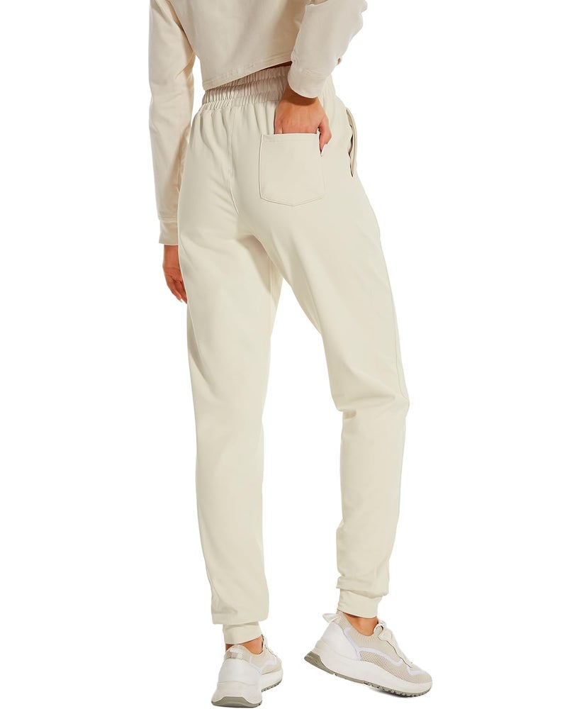 HOdo 32"/34"/36" Inseam Womens Tall Sweatpants Fleece Lined Long Joggers Workout Pants with Pockets Milky White - Image 4