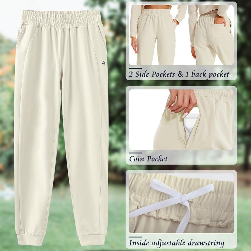 HOdo 32"/34"/36" Inseam Womens Tall Sweatpants Fleece Lined Long Joggers Workout Pants with Pockets Milky White - Image 5